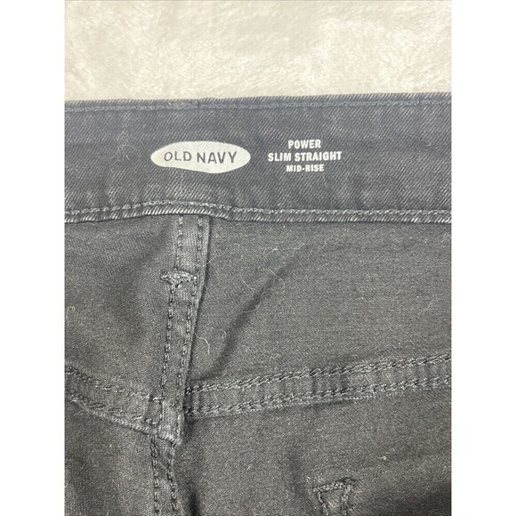 Old Navy Power Slim Straight Jeans Mid Rise Distressed Black Size 16 - Picture 5 of 8